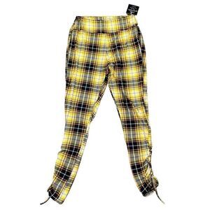 NWT Mlle Gabrielle Women’s Yellow Black Plaid Pull-on Leggings 1X
